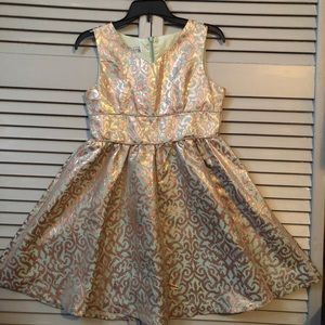 Pippa & Julie Mint and metallic bronze princess dress